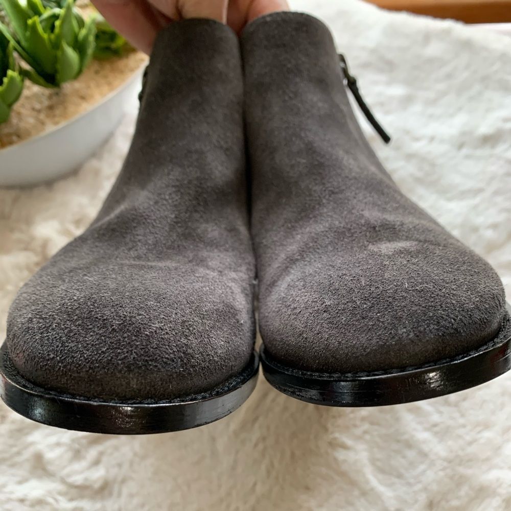 Michael Kors Suede Low Heel Ankle Boot Bootie Two Zippers Gray Women’s Size 5.5 - Picture 11 of 16
